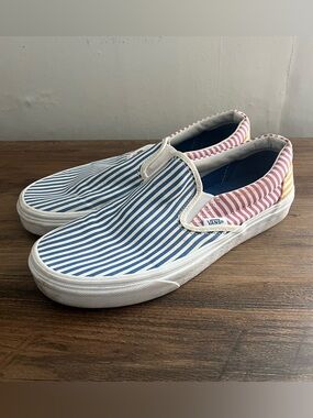 Vans Classic Slip-On Deck Club Mix Stripes Shoes Size 8